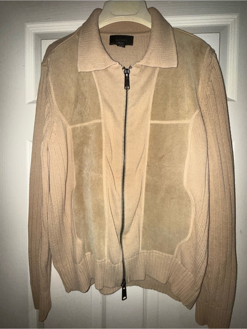Express Men’s Beige Zip-Up Sweater Jacket